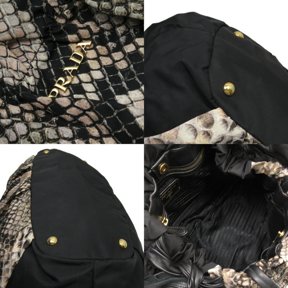 Prada Shoulder Bag Python Pattern Nylon Leather G… - image 5